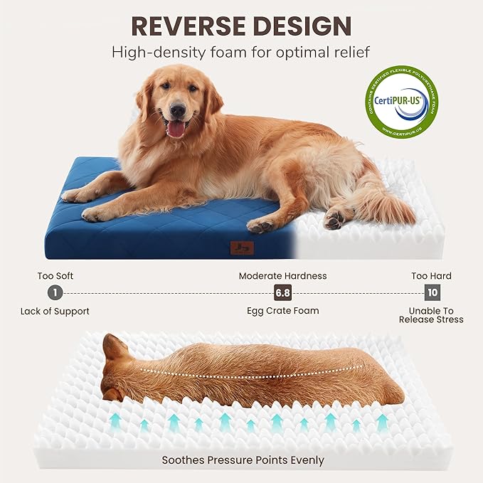Warmrest Orthopedic XL Dog Bed Mat for Extra Large Dogs, Waterproof Dog Crate Bed with Removable Cover, Washable Pet Bed for Crate, 41"x28"