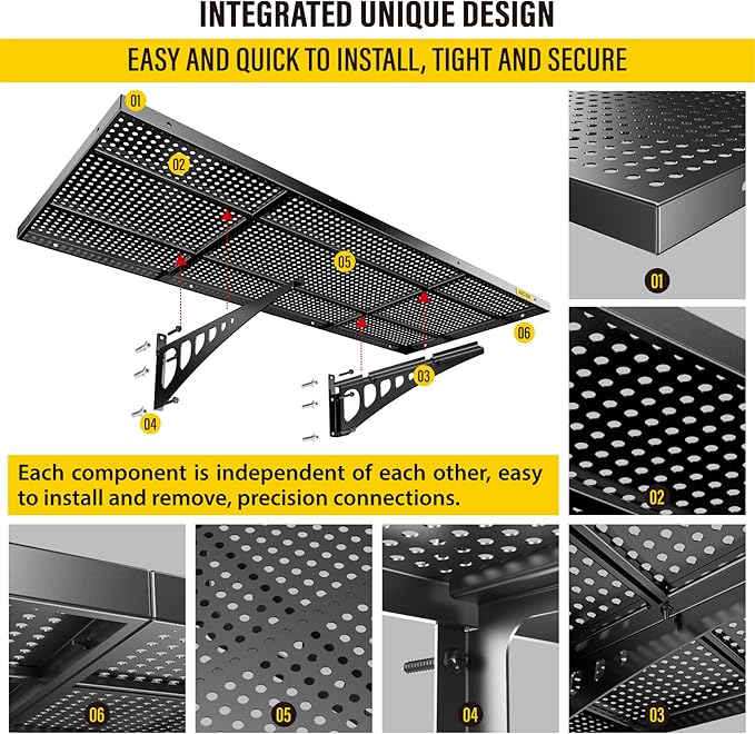 Aecxm 2-Pack 1.64x4ft Adjustable Garage Wall Shelving 560lbs Load Capacity Heavy Duty Wall Mounted Storage Shelf Metal Floating Shelves for Garage(Black)