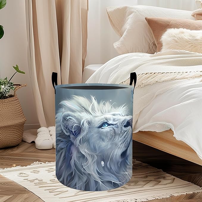 ainori Elegant Lion Laundry Basket, Oxford Cloth Fantasy Nature Dirty Clothes Collapsible Hamper for Room Decor, Butterfly Insect Print Gifts Toy Organizer 19.7 * 15.8 Inch for Bedroom Bathroom Dorm
