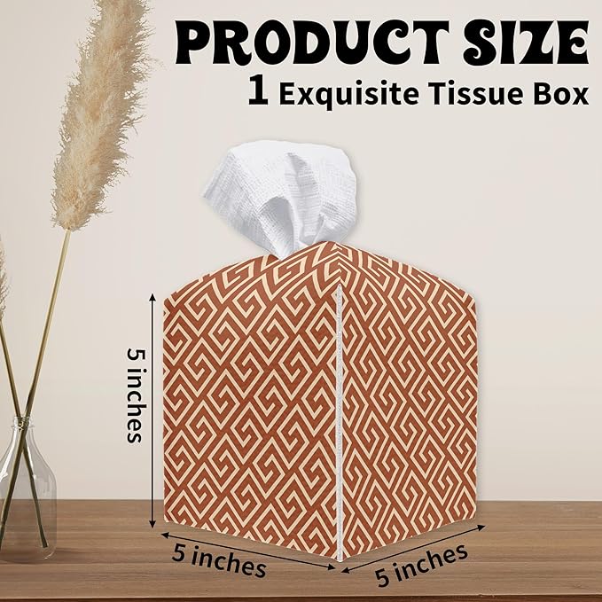 Geometric Square Tissue Box Holder Cover, Tissue Cube Box Organizer for Bathroom, Living Room, Office, Countertop, Car, Night Stands, Modern Home Desk Tabletop Decor - A06
