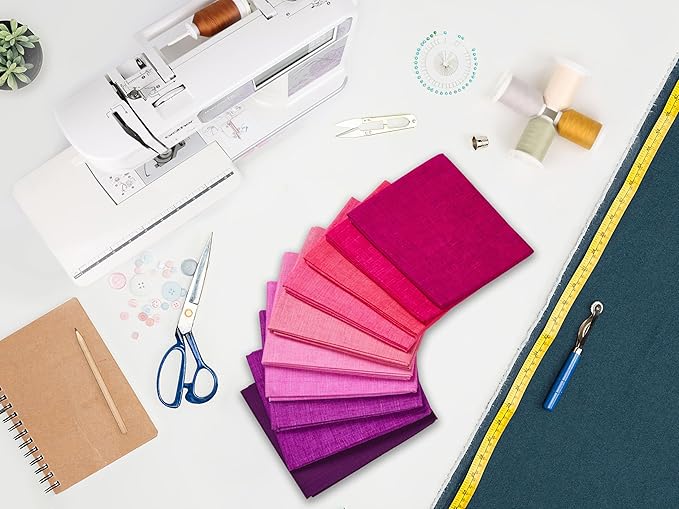 Craftido - 11 Options Solids with Tweed Tonals - Assorted Color Cotton Quilting Fabric Bundles 10pcs Fat Quarters 18"x21" - Medium Weight 5.2oz-for Quilting, Sewing and Crafts-Wildberry(Pinks+Purples)