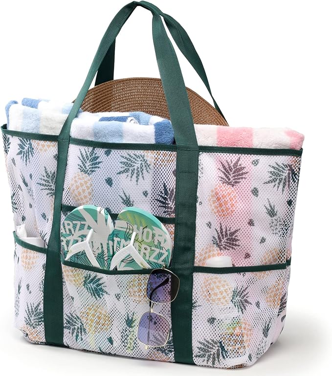 F-color Mesh Beach Bag Family - Large Tote Bag for Cruise Pool Toys Beach Vacation Essentials
