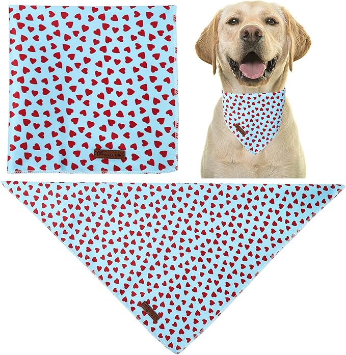 Valentine's Dog Bandana, UP URARA PUP Soft Cotton Adjustable Pet Scarf for Small, Medium, and Large Dogs, Cute and Comfortable Dog Accessory,S