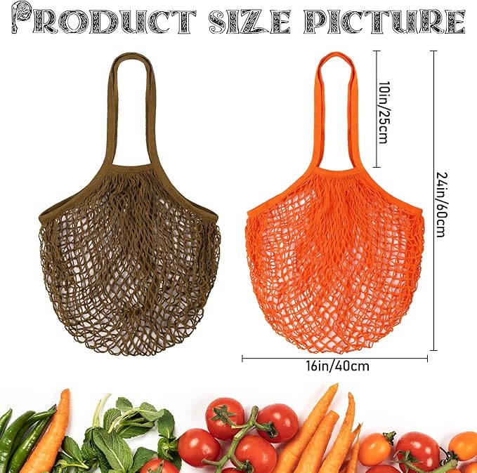 DRWSSR 2pcs Fashion Storage Mesh Bag Reusable Fruit Mesh Bag Shopping Mesh Bag Pure Cotton Portable Mesh Bag Shopping Bag