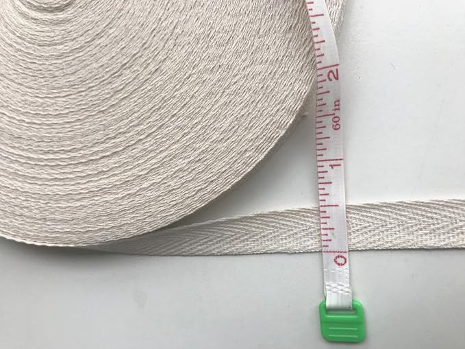 QIANF Twill Tape Ribbon 100% Cotton Natural Color 1/2 Inch Wide 50 Yard Roll Herringbone Tape(1/2 Inch-50Yard, Off-White)
