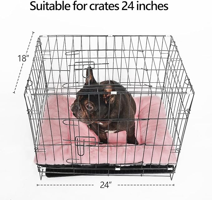 Puppy Crate Beds for Small Dogs and Cats Ultra Soft 24x18 Dog Bed for Crate Washable Cute Kennel Pad Cushion Anti-Slip for Pet Cozy Sleeping Mat 24 Inch,Pink