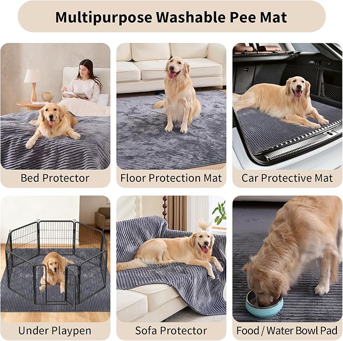 Dog Crate Mat, 2 Pack 24"×36" Flannel Washable Pet Mat for Dogs and Cats, Non-Slip Pet Pad for Kennel Training, Absorbs Urine and Waterproof Pad for Sofa Bed Crate Kennel Car Seat Floor（Gray）