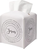 Christian Decorative Tissue Box Cover Square, Tissue Box Cover Holder with Belt Bottom, Jesus Quote Gift Ideas for Friends, Jesus Inspirational Decor for Bathroom Office-(5.2 Inches)