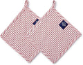Encasa XO 8 inches Oven Microwave Potholders (2 pc Set) for Kitchen Cooking & Baking - Heat Resistant, Thick & Safe, Protection of Hands from Hot Utensils - Ticking Red