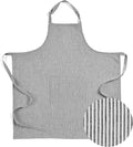Solino Home 100% Pure Linen Apron for Women & Men - Full Midi Bib Apron Adjustable Neck Strap with Center Pockets for Kitchen