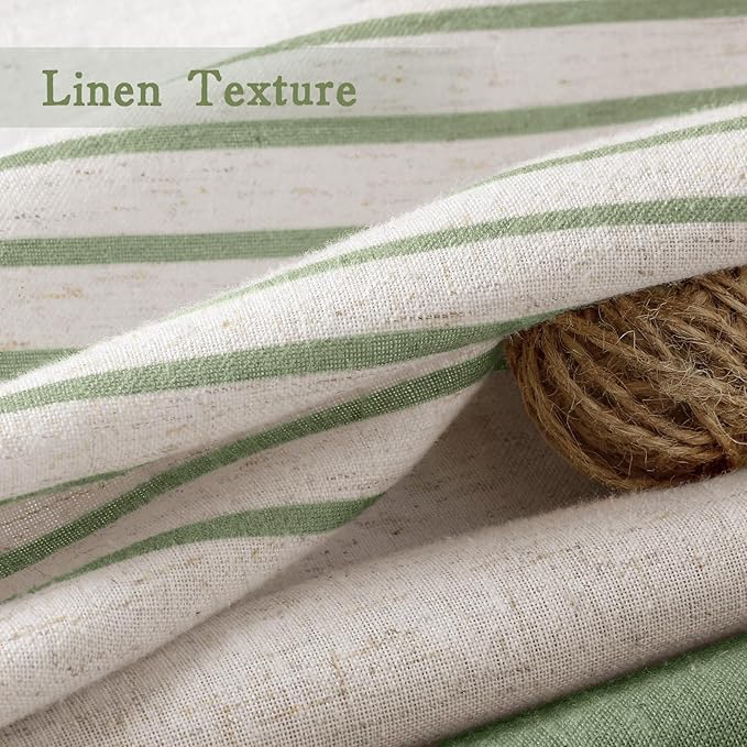 XOGUIBO Sage Green Shower Curtain Boho Linen Striped Shower Curtains for Bathroom with Tassel 72 X 72