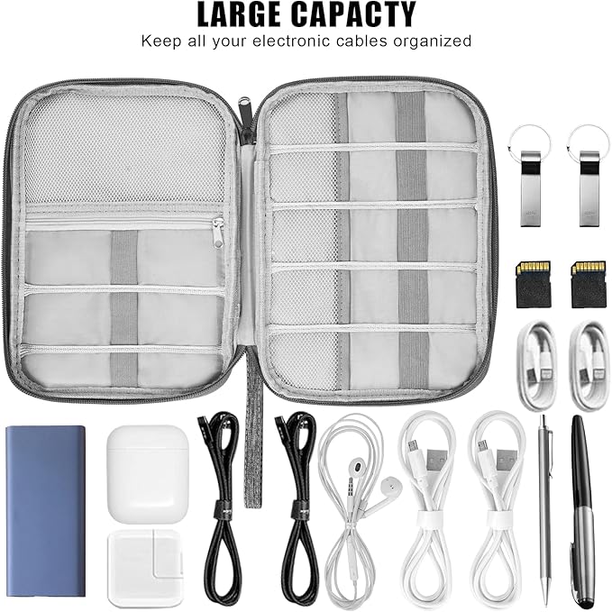 XINGXINRONG Electronic Organizer Travel Universal Cable Organizer Electronics Accessories Bag for Cable, Charger, Phone, USB, SD Card,1Pack