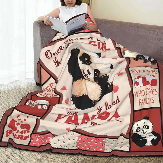Panda Blanket Panda Throw Blanket Soft Fleece Flannel Bedding Gifts for Men Boys Women Girls Lovers Adults Stuff Plush for Couch Sofa Bed Room Decor 50"X60"
