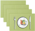 Blue Forest | Rectangular Faux Linen Placemats Set of 4 | Dual- Layered Thickened for Durability | Heat Resistant | Machine Washable | Wrinkle Free for Easy Care Indoor/Outdoor Use - Grass Green