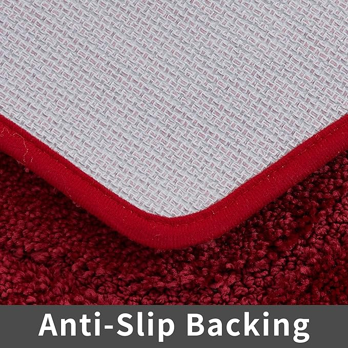 COSY HOMEER Extra Thick Bath Linen Sets Rugs for Bathroom - Anti-Slip Bath Mats Soft Plush Yarn Shaggy 100% Strong Polyester Living Room Bedroom Water Absorbent(Red,24x36 - Inches)