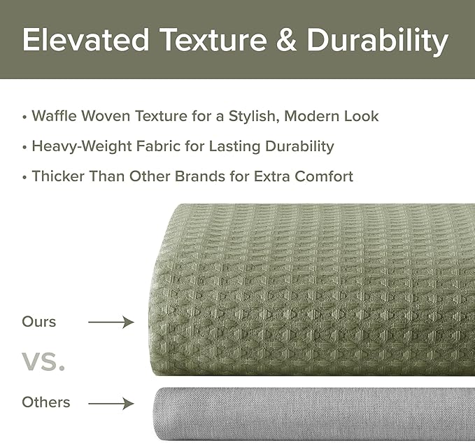 Madison Park Shower Curtain Waffle Weave, Vibrant Dyed, Waffle Shower Curtain 3M Scotchgard Moisture Management, Farmhouse Long Shower Curtains for Bathroom, Long: 72x78 Sage Green