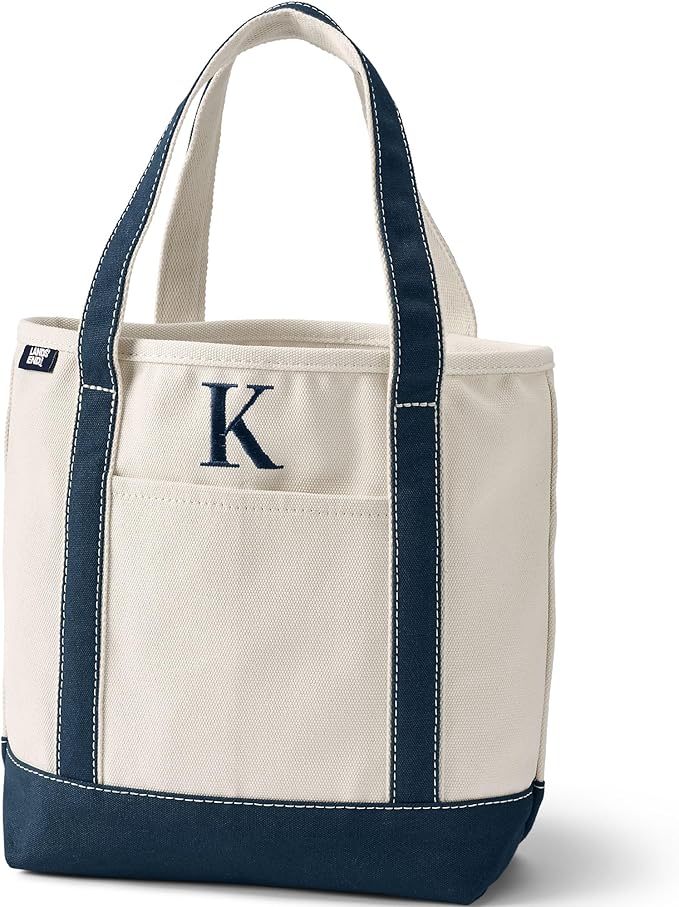 Lands' End Pre-Monogrammed Letter Canvas Tote Bag