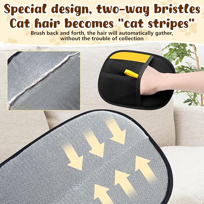 KLIFE Magic Brush Pet Hair, Newly Upgraded Reusable Electrostatic Pet Hair Remover Glove, Cat & Dog Hair Remover for Couch Furniture, Carpet, Curtain, 2Pcs
