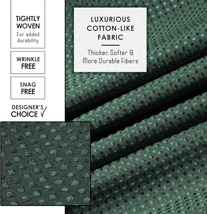 Clara Clark Hunter Green Shower Curtain - Hotel Quality Waffle Fabric Bath Curtain 72x72, Heavy Duty Waterproof Shower Curtains for Bathroom