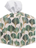 Ginkgo Leaves Square Tissue Box Holder Cover, Tissue Cube Box Organizer for Bathroom, Living Room, Office, Countertop, Car, Night Stands, Modern Home Desk Tabletop Decor - A04