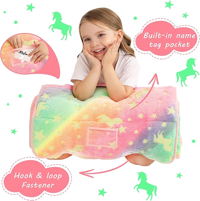 Lasoftan Toddler Nap Mat with Pillow and Blanket, Extra Large Rolled Napping Mats,Slumber Bags for Boys Girls,Kids Sleeping Bag for Daycare, Preschool Travel Camping