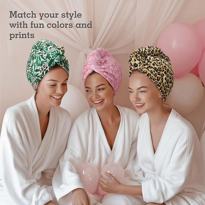 Brook + Bay Microfiber Hair Towel Wrap - Quick-Dry Absorption & Microfiber Towel - Anti-Frizz Styling & Hair Plop Technique