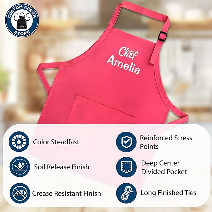Personalized Kids Apron | Kid or Toddler Apron Sizes | Choice of Color and Thread