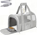 SECLATO Cat Carrier Pet Dog Carrier Airline Approved for Puppy Kitten Carriers Under 15lb, Collapsible Soft Sided TSA Approved Travel Carrier-Grey