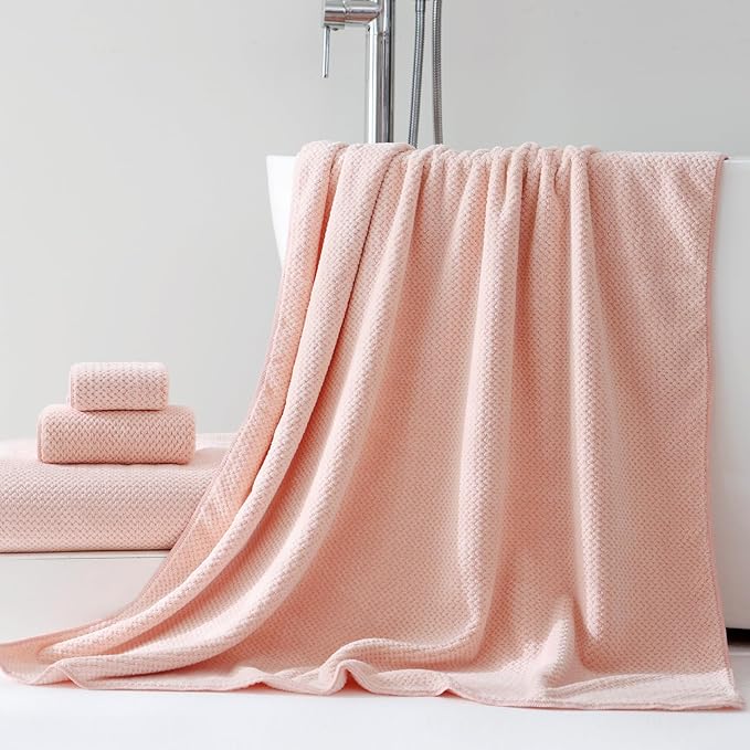 Akzpe 40x80 Inches Bath Sheets Towels for Adults Oversized Bath Towels Extra Large Luxury Super Soft Absorbent Quick Dry Microfiber (Pink,6PCS)