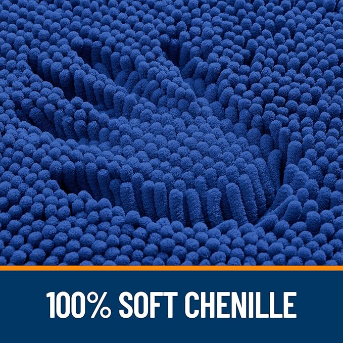 OLANLY Bathroom Rugs 36x24, Extra Soft Absorbent Chenille Bath Rugs, Rubber Backing Quick Dry, Machine Washable Bath Mats for Bathroom Floor, Tub and Shower, Home Decor Accessories, Royal Blue