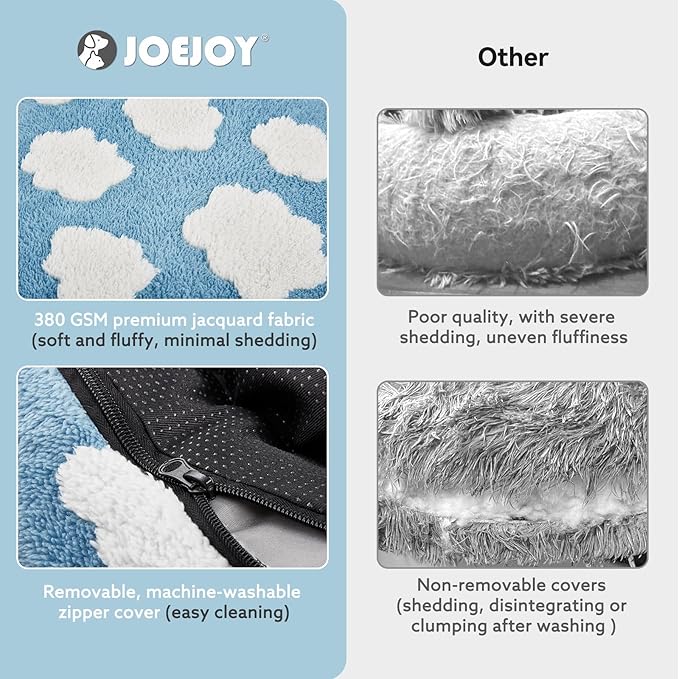 JOEJOY Donut Dog Bed Medium Size Dog, Cute Round Calming Pet Bed with Removable Washable Cover, Orthopedic Puppy Bed with Jacquard Shaggy Plush & Non Skid Bottom