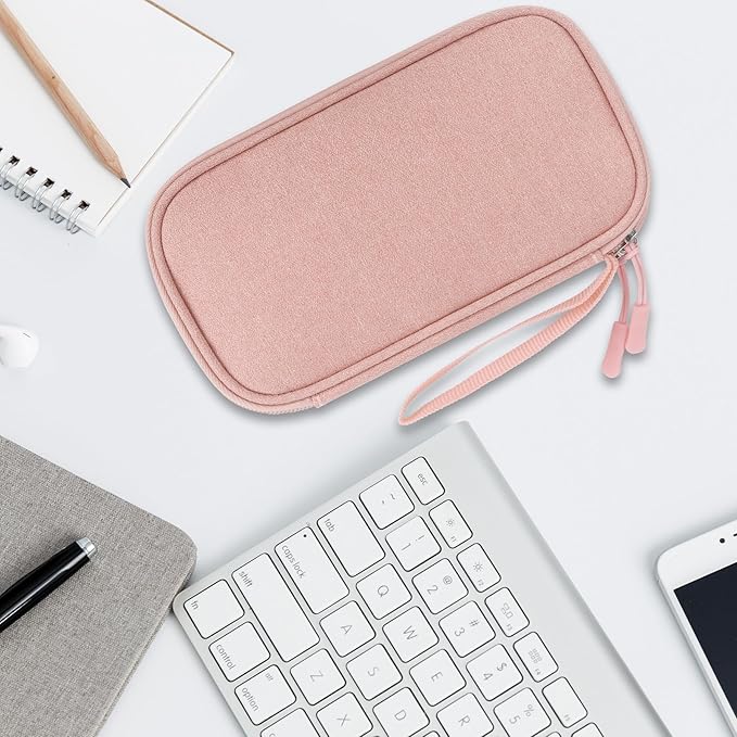 Lacdo USB Flash Drive Case Thumb Drive Holder Case Organizer Portable Electronic Accessories Storage Bag for SanDisk/SamData/Samsung USB Flash Drives Jump Drive Memory Stick, SD Card, Cable,Light Pink