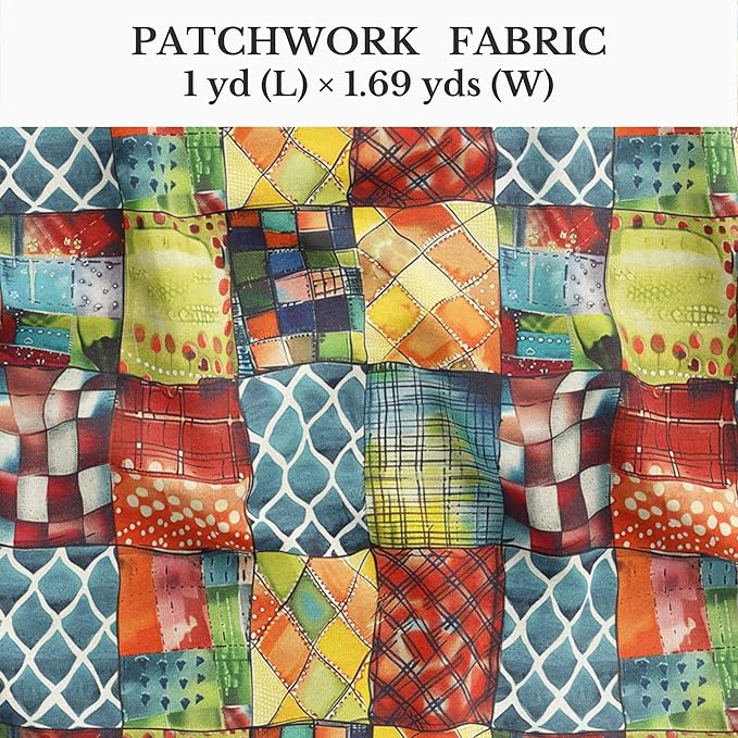 Modern Geometry Patchwork Cotton Fabric – Premium Turkish Printed Cotton 140 GSM, Panel 61 x 36.6 Inches, Pre-Cut Quilting & Sewing Fabric Panel for Crafts, Home Decor & DIY Projects (USA Size)