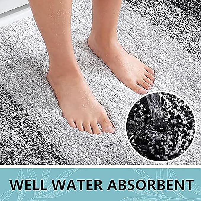 Arotive Microfiber Bathroom Rugs, Shaggy Soft and Absorbent Bath Rug, Non-Slip, Thick Plush Machine Washable Dry Bath Mats for Bathroom, Tub and Shower, 40x32, Black, Rectangular