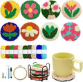 SEREDH Punch Needle Kit for Beginners Adults Easy Needle Punch Embroidery Tool Set Including Threader Instruction Fabric Hoop Yarn Coaster DIY Making Kit Supplies,Set of 8 Flora Art Crafts Gifts
