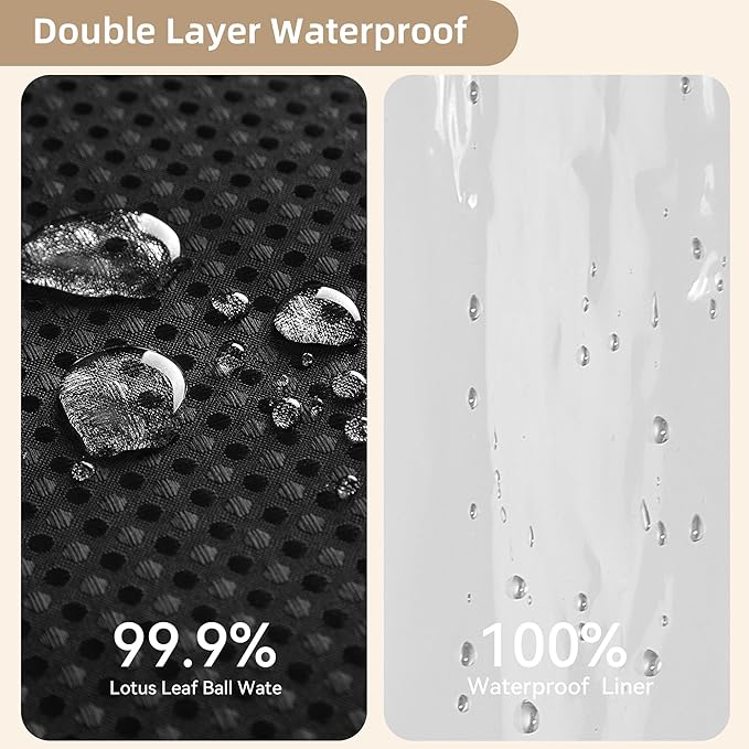 Lameirose Shower Curtain and Liner Set, 3 in 1 Waffle Shower Curtain Set with 12 Double Sided Shower Curtain Hooks, Fabric Shower Curtains for Bathroom, Black, 72 x 72