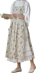 Japanese apron Women-Cross Back Apron for Women with Pockets, Pinafore Aprons, Womens Cotton Linen Apron