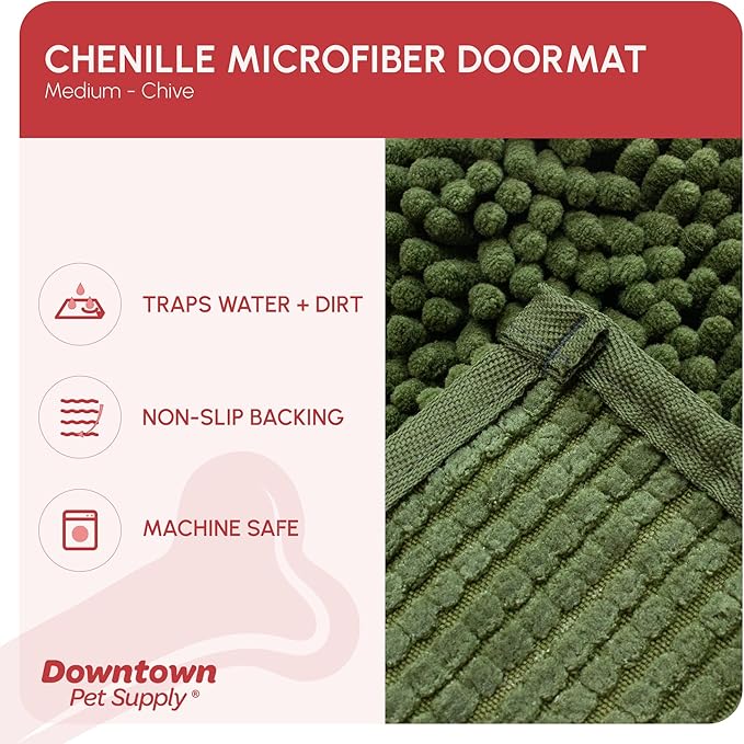 My Doggy Place Dog Mud Mat, 31" x 20" Chive – Thick Microfiber Entry Rug for Snow, Mud & Salt – Absorbent, Quick-Dry, Washer-Safe & Non-Slip, Medium