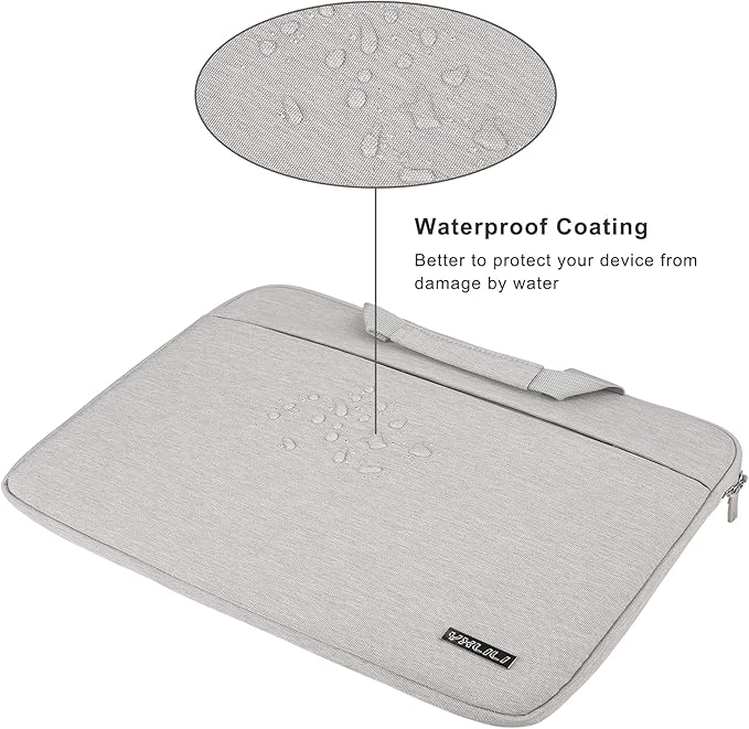 YXLILI Laptop Sleeve Case 14 Inch with Handle, Waterproof, Anti-Scratch, Shockproof Protective Computer Bag, Large Storage & Multi-Pocket Design-Light Grey