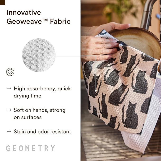 GEOMETRY Bar Towels for Kitchen - Premium Towels for Cleaning Dishes & Glassware - Absorbent & Fast Drying Kitchen Towels - Lolita, 12" x 14" - 1-Piece
