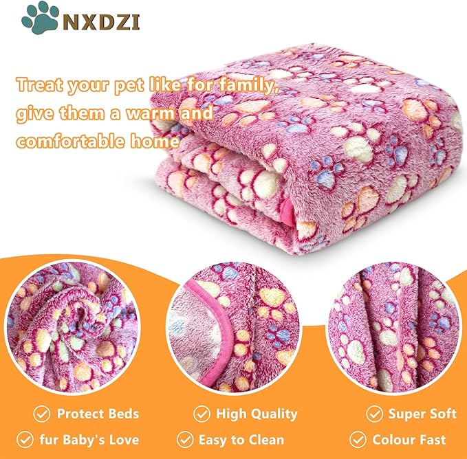 Dog Blankets for Large Dogs, 1 Pc Dog Blanket Washable, Soft Fluffy Flannel Pet Blanket Mat Cover for Bed Couch, Cute Print Puppy Blanket 60" x 50"