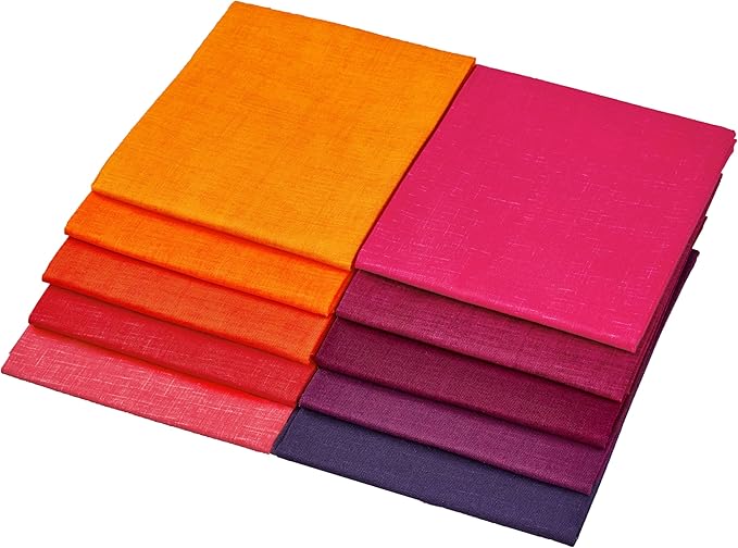 Craftido - 11 Options Solids with Tweed Tonals - Assorted Color Cotton Quilting Fabric Bundles 10pcs Fat Quarters 18"x21" - Medium Weight 5.2oz - for Quilting, Sewing and Crafts - Different Reds