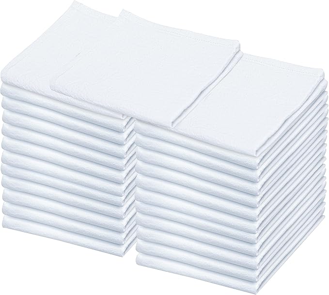 Flour Sack Towels – 24 Pack Cotton Kitchen Dish Towels, Tea Towels for Crafts, Embroidery, Baking, Bread Proofing – Thick, Absorbent, Quick-Dry – 28"x28" White