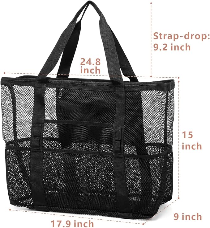 F-color Mesh Beach Bag Family - Large Tote Bag for Cruise Pool Toys Beach Vacation Essentials