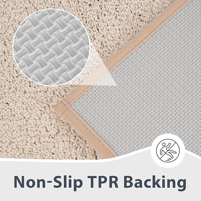 anllugs Bathroom Rugs 20" x 30", Non-Slip Extra Soft Absorbent Bath Rugs, Machine Washable Quick Dry Bath Mats for Bathroom Floor, Shower, Bathtub and Sink, Beige & Grayish Brown