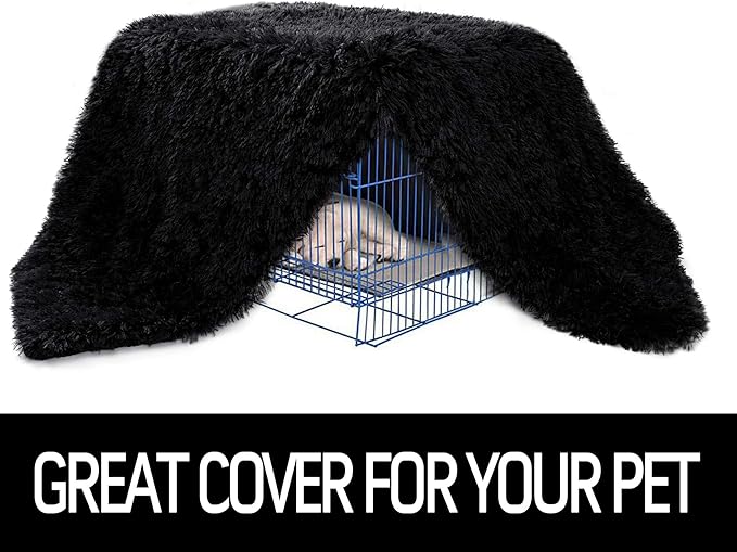 LOCHAS Luxury Fluffy Dog Blanket, Extra Soft and Warm Sherpa Fleece Pet Blankets for Dogs Cats, Plush Furry Faux Fur Puppy Throw Cover, 40''x60'' Black