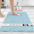 MAYSHINE Plush Shaggy Chenille Bath Mat | Extra Soft, Super Absorbent, Non-Slip Bathroom Rug | Fluffy Microfiber, Area Rug Sets for Bathroom Floor, Kitchen, Living Room | 23"x14" | Spa Blue