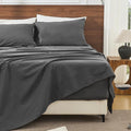 Bedlifes 100% French Linen Sheets Queen Size 18-24”Extra Deep Pocket 4-Piece Set Breathable & Moisture-Wicking,Soft & Durable Sheets for Thick Mattresses(Dark Grey)