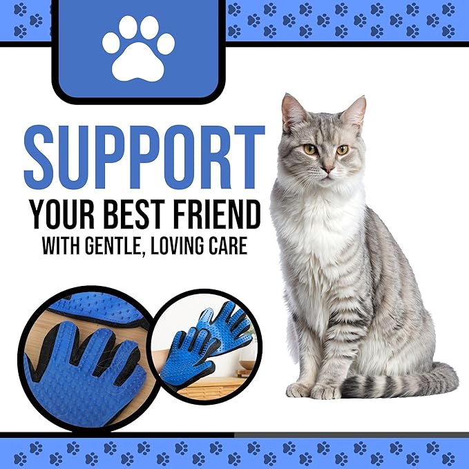 HappiTails Pet Grooming Gloves – 1 Pair – Deshedding & Bath Massage Mitts for Dogs & Cats – Choose from 5 Colors – Adjustable, Reusable & Easy to Clean (Blue)