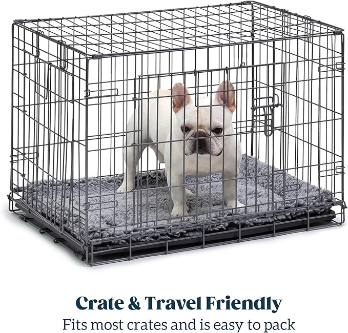 PELZIN Stoutwool Indestructible Dog Bed - Fluffy Chew Proof Dog Crate Pad - Tough Kennel Pad for Aggressive Chewers - Washable, Ideal for Toy Breeds & Fits 18-Inch Crate - 17"x11", Charcoal